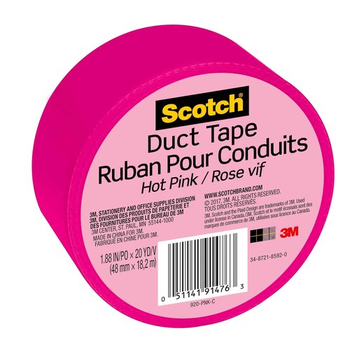 Scotch Duct Tape, 1.88 in x 20 yd, Hot Pink, 6 Pack