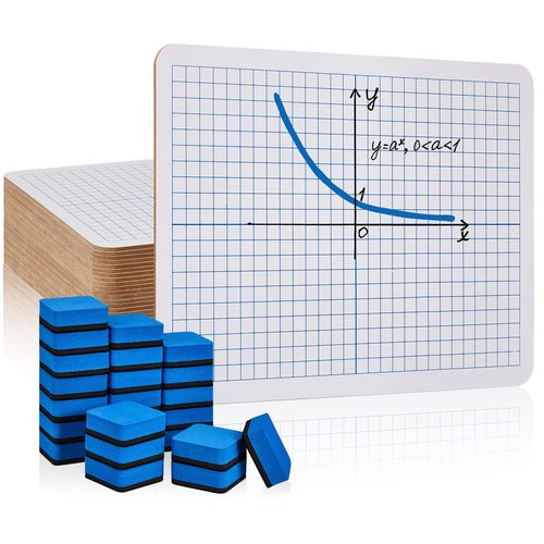 24 Pack Dry Erase XY Axis Graph Lap Boards 9'' x 12'' Double Sided White Boards Dry Erase Lapboards Math Student White Boards Double Sided Dry Erase Board with Erasers for School Classroom Supplies