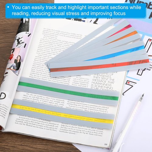 PATIKIL Guided Reading Strips, 24pcs Tracking Highlight Colored Overlay Bookmark Reduce Visual Stress Teacher Teaching Supply for Classroom, Yellow