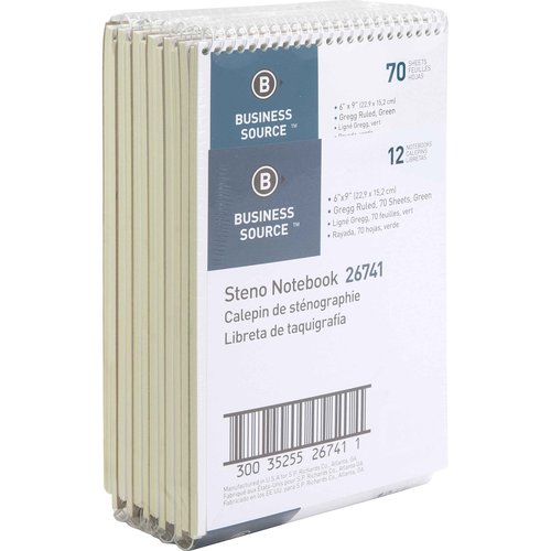 Business Source Wire bound Steno Notebook, 70 Sheets, green (26741PK)