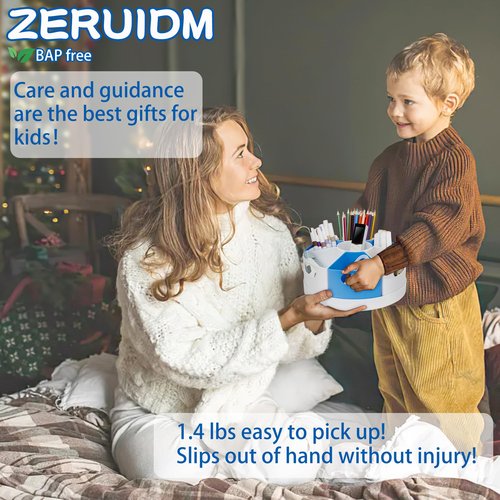 ZERUIDM Rotating Art Supply Storage for Kids, Crayon & Marker Organizer and Pencil Holder for School Teachers and Classroom Crafts, Rotating Desk Organizer Caddy