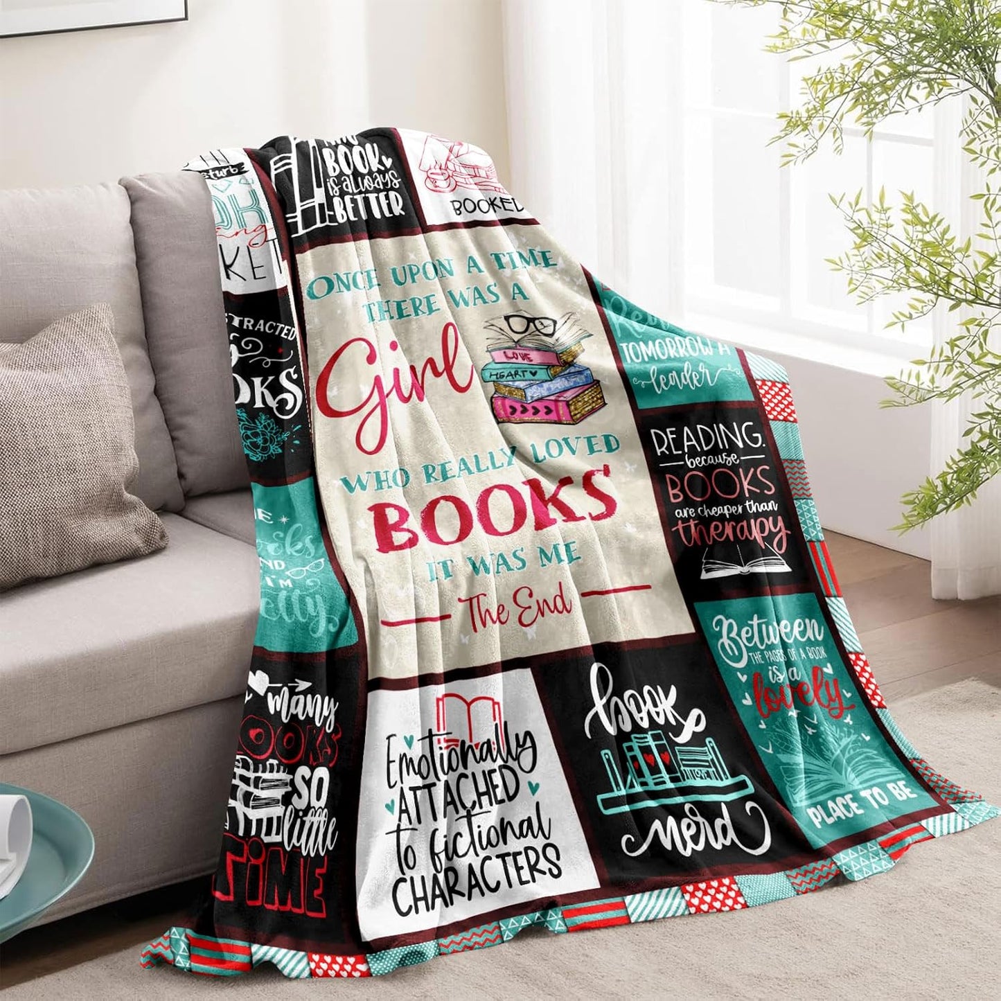 Skiennix Book Lovers Throw Blanket - Cozy 60"x50" Gift for Readers & Bookworms | Perfect for Book Clubs