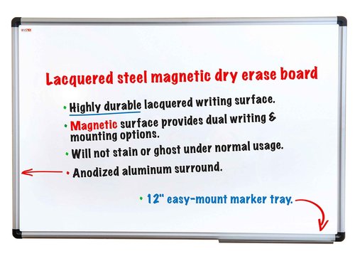 Viz-Tex Magnetic Dry Erase Board | Easy Wipe White Board | 18 x 24 inches | Lacquered Steel, Aluminum Frame Whiteboard | Lightweight, Easy Wall Mount | Home, School or Office Use