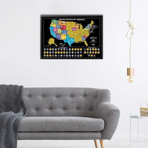 Bright Standards Scratch Off Map of United States + All 63 US National Parks Scratch Off Poster, 85 USA Landmarks, Travel Map Kit, 50 State Photo Wall Adventure Maps, Journal Gifts for Travelers