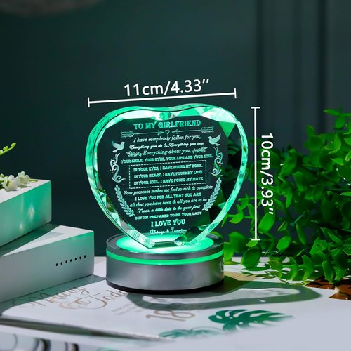 Qianwei Crystal Heart - Engraved Personalized Gift for Girlfriend | Perfect for Christmas, Birthdays & Anniversaries