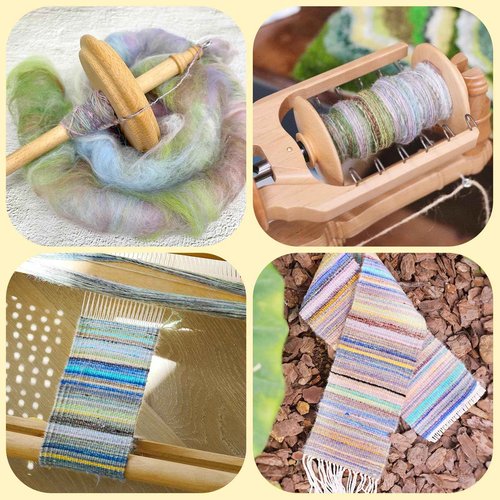 HAND U JOURNEY 9.8 Inch Wool Blending Board - Durable Wooden Backing, Fine 6.5 PPI Card Cloth, Includes 2 Dowel Rods for Easy Drafting & Rolag Removal.