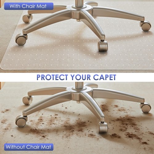 Kuyal Office Chair Mat for Carpet, 32x49 Clear Heavy Duty Computer Chair Mat, Under Desk Protector Carpeted Floors Mat, Easy Chair Movement,Ship Flat