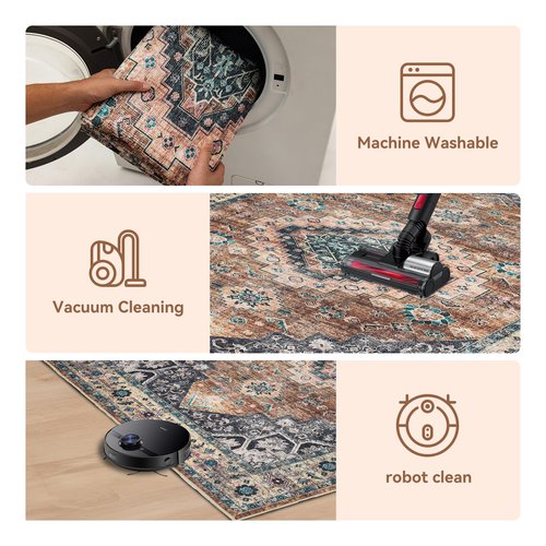 Nusoarug Office Chair Mat for Hardwood Floor, 48"60" Boho Under Desk Rug with Non-Slip Backing as Floor Protector, Computer Rolling Chair Mat for Office Home, Machine Washable, Red