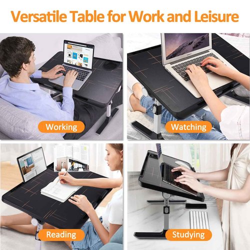 Lap Desk for Bed, Folding Laptop Stand for Bed Table, Adjustable Portable Laptop Bed Tray Desk with Storage Drawer Bookstand Cup Holder for Eating, Working, Writing in Sofa Couch Floor