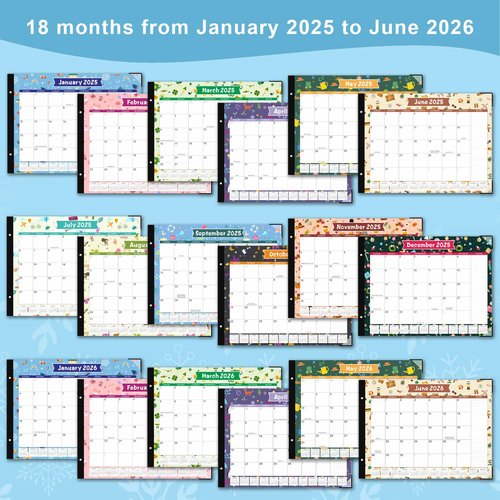 Desk Calendar 2025-2026, KOPEESY 22" x 17" Large Desk Top Calendar with Plastic Cover, 18 Months From January 2025 to June 2026
