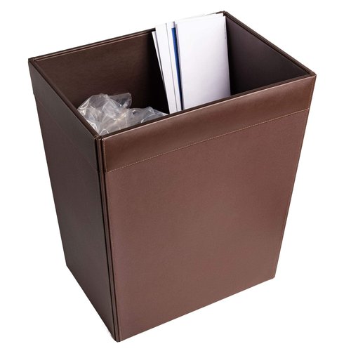 Dacasso A3432 32 Quart Waste Basket/Trash Can, 14.25 x 10.25 x 16.5, Brown