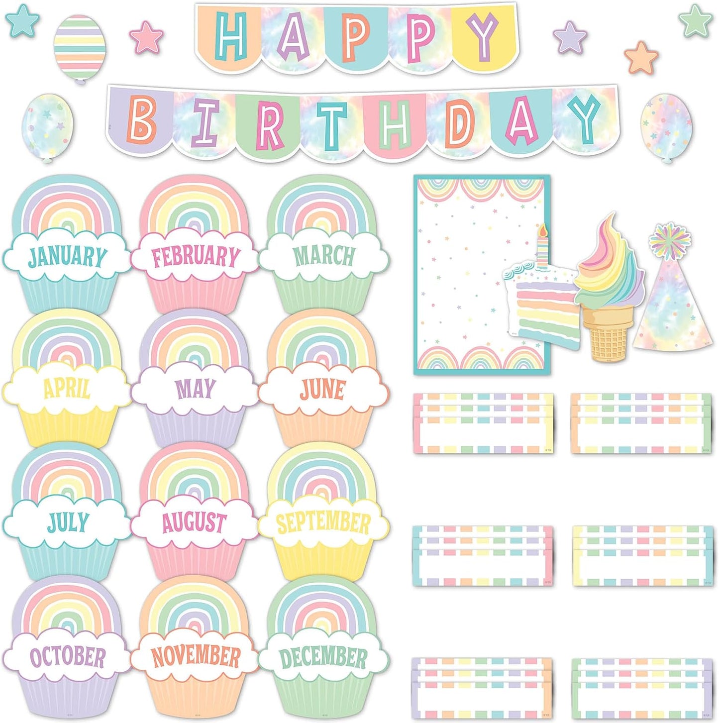 Teacher Created Resources Mini Bulletin Board - Pastel Pop Happy Birthday Theme | Perfect for Classrooms