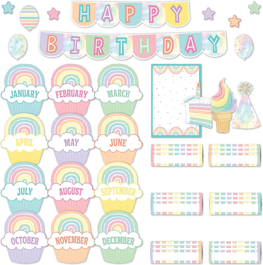 Teacher Created Resources Mini Bulletin Board - Pastel Pop Happy Birthday Theme | Perfect for Classrooms