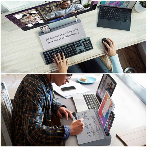 Desktop Glass Whiteboard Black and Gray Board,Varhomax Desk Organizer and Desktop Memo Pad Solution for Home Office Accessories and School Supplies