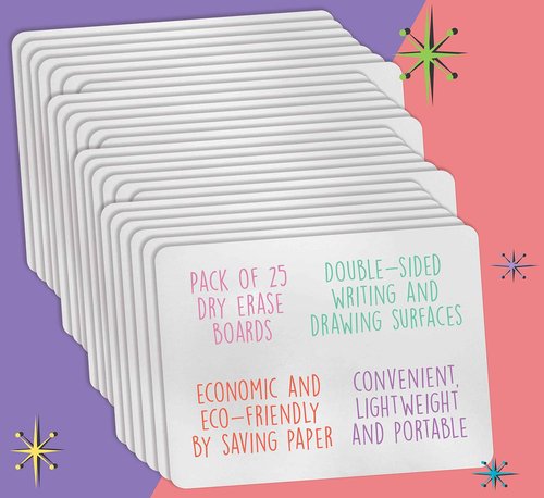 Better Office Products Premium Dry Erase Boards, 9" x 12", Double Sided Lapboards, Small White Board Pack, Classroom Lapboards for Students, (25 Pack)