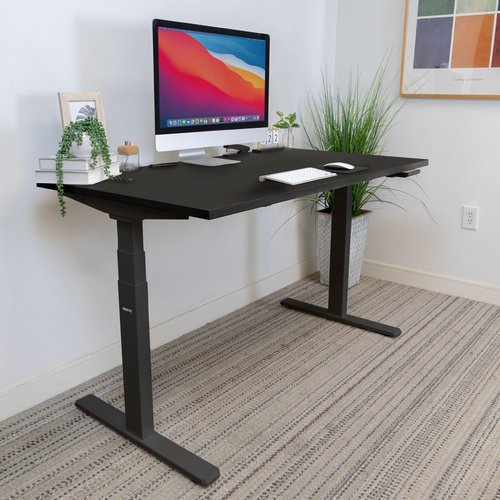 Mount-It! Tabletop for Standing Desk, 55" Wide, 29" Deep, 1" Thick Heavy-Duty Black Wood Table Desktop, Solid Single-Piece Surface for Adjustable Height Sit-Stand Desk, Frame and Legs Sold Separately