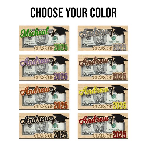 Personalized Graduation Money Holder – Custom Name Wooden Cash Gift Box for Class of 2025, Senior Gift for Him or Her, Card Alternative for High School or College Graduate Celebration (‎GMH 01)
