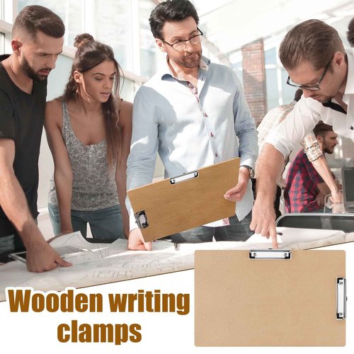 Henoyso 16 Pcs 11x17 Clipboard Wooden Lap Board with Low Profile Clip Brown Double Landscape Clip Hardboard Drawing Board Landscape Horizontal Large Clipboard for Desk Paper Sketching Art Supplies