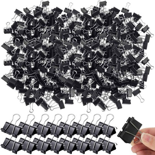 Yexiya 600 Pcs Medium Binder Clips Paper Clips Office Supplies Paper Clamps for Teachers Students School Office Business Paperwork Supplies (Black, 1.25 Inch)