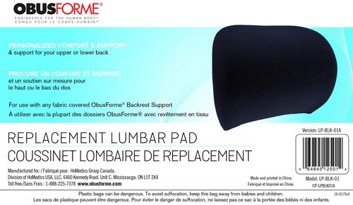 ObusForme Lumbar Support Pillow for Chair | Lower Back Backrest Cushion | Adjustable Lumbar Pad | Proven Back Pain Relief | Home, Office or On-The-Go