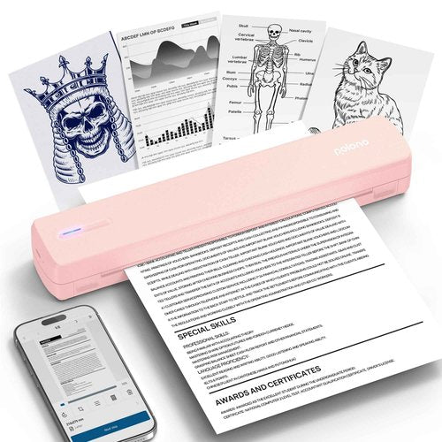 POLONO Portable Printer Wireless for Travel, D810 Bluetooth Thermal Printer Support for 8.5"x11" US Letter, Inkless Compatible with iOS, Android, Laptop for Office, Car and Home, Pink