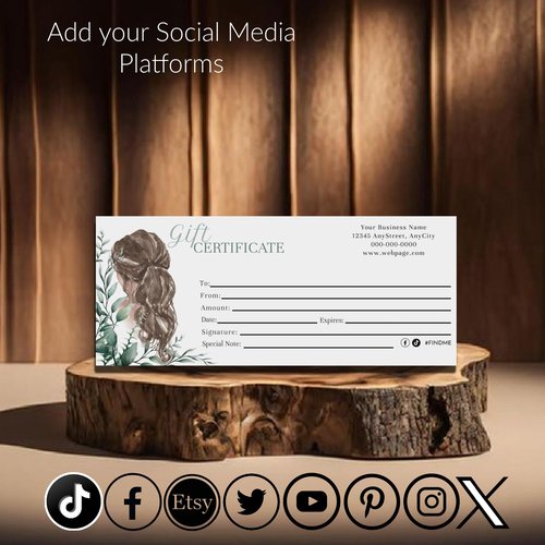 25 Personalized Gift Certificates with 25 Quick Seal Envelopes - Unique Design for Small Business, Retail Shop, Florist, Salon, Farmers Market, and Much More