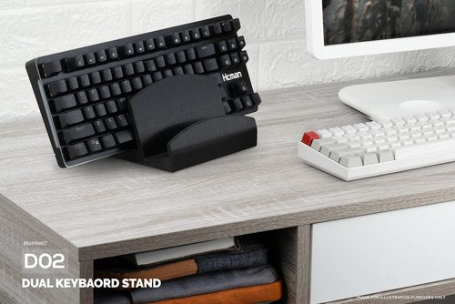 BRAINWAVZ Dual Desktop Keyboard Stand Holder, Suitable for Small Gaming Keyboards and Large Full-Size Boards, Organize Your Workspace and Keeping it Clutter-Free (D02)