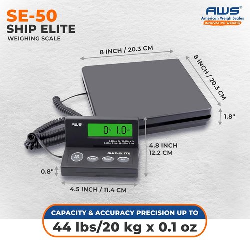 American Weigh Scales Digital Shipping Scale - Accurate Multifunctional Postal & Luggage Weighing | 110 lbs x 0.1 oz | Backlit LCD