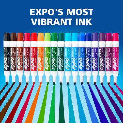 EXPO Low Odor Dry Erase Markers Black Chisel Tip for Versatile Lines Perfect for Home Classroom and Office Pack of 12