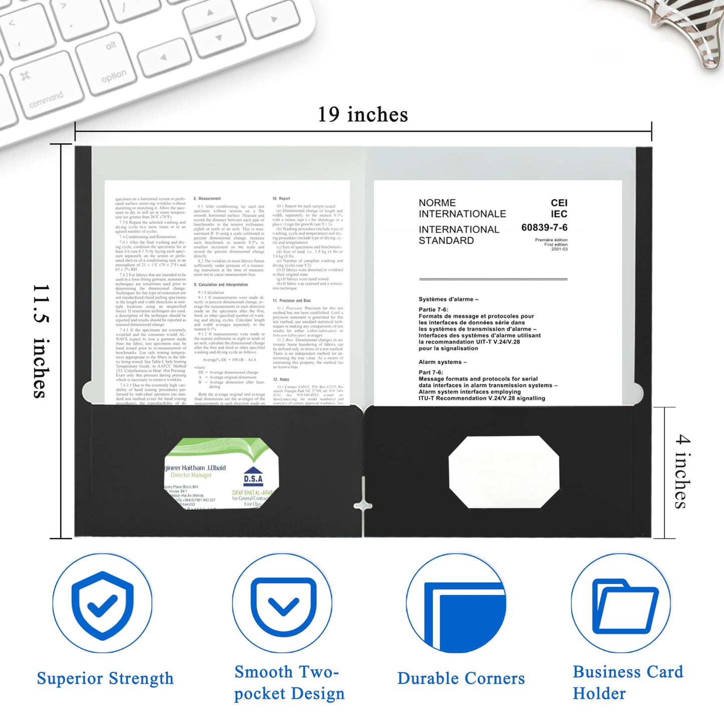 Zzrywuty File folders with Pockets,Light Blue Two folders for documents,50 Pack Paper Folders with Card Slot,Letter Size,School Students,Business,Home and Office Workers