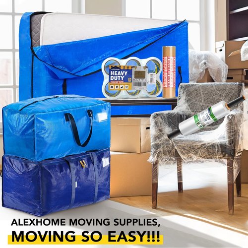 AlexHome Stretch Wrap/Film Roll -2pcs/15"x1000ft/500% Stretch/60 Gauge- Moving Stretch Wrap with Handle,Shrink Plastic Wrap for Moving with Handle,Stretch Tite Wrap Moving Supplies (Clear,4pack)
