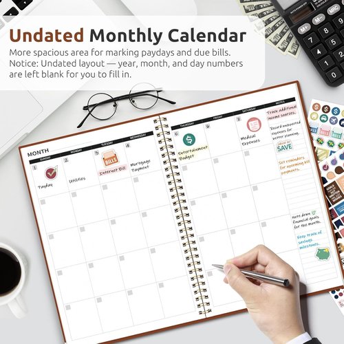 Budget Planner | Monthly Expense Tracker Notebook - Undated Bill Organizer & Finance Planner in Rust Brown