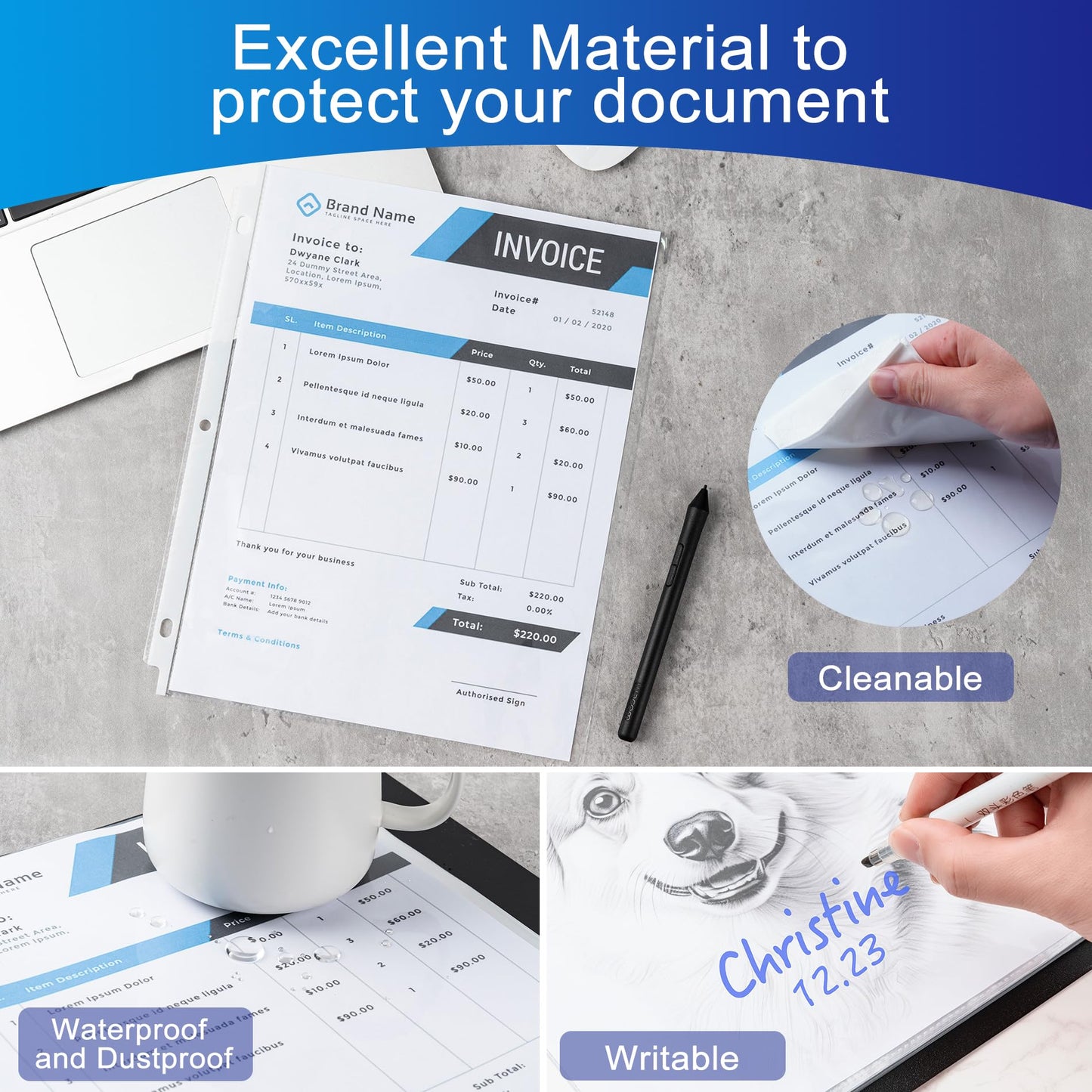 300 Pack Clear Sheet Protectors, 8.5 x 11 inch Page Protectors for 3 Ring Binder,Top Loading Paper Protector for Documents and Photos,Letter Size
