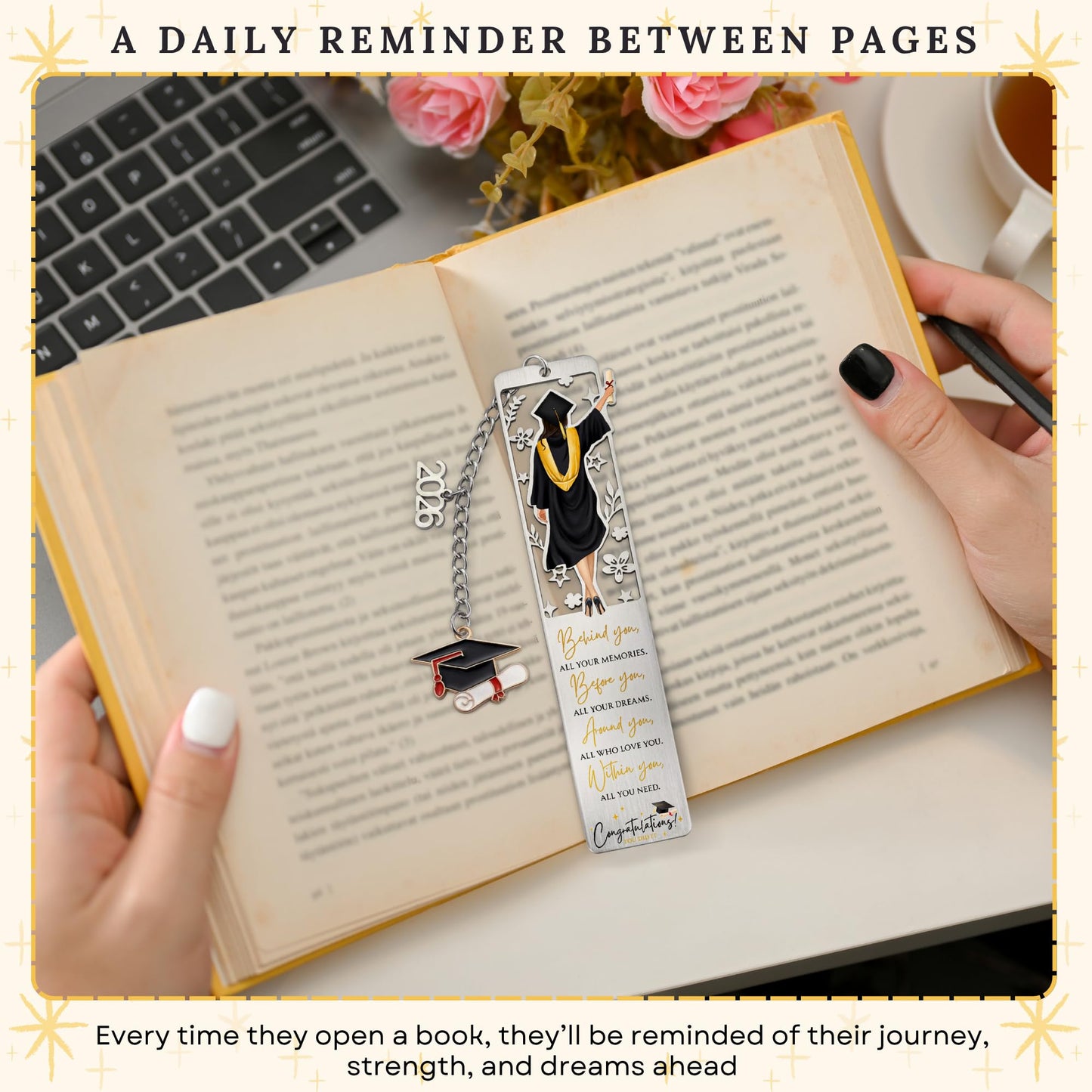 TEEBIM Graduation Gifts - 2026 High School, College Graduation Gifts for Women Her - Gift Ideas for Graduates - Class of 2026 Congrats Grad Inspirational Bookmark with Box