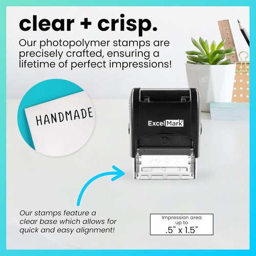 ExcelMark Custom One Line Stamp - Personalized Self-Inking Name Stamp (Small Size)