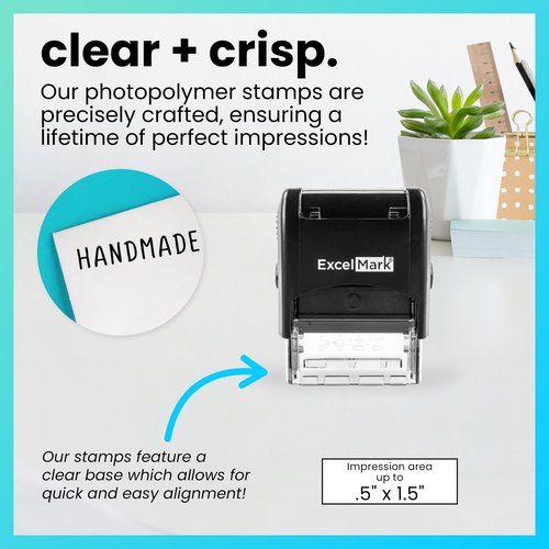 ExcelMark Custom One Line Stamp - Name Stamps Self Inking Personalized (Small)