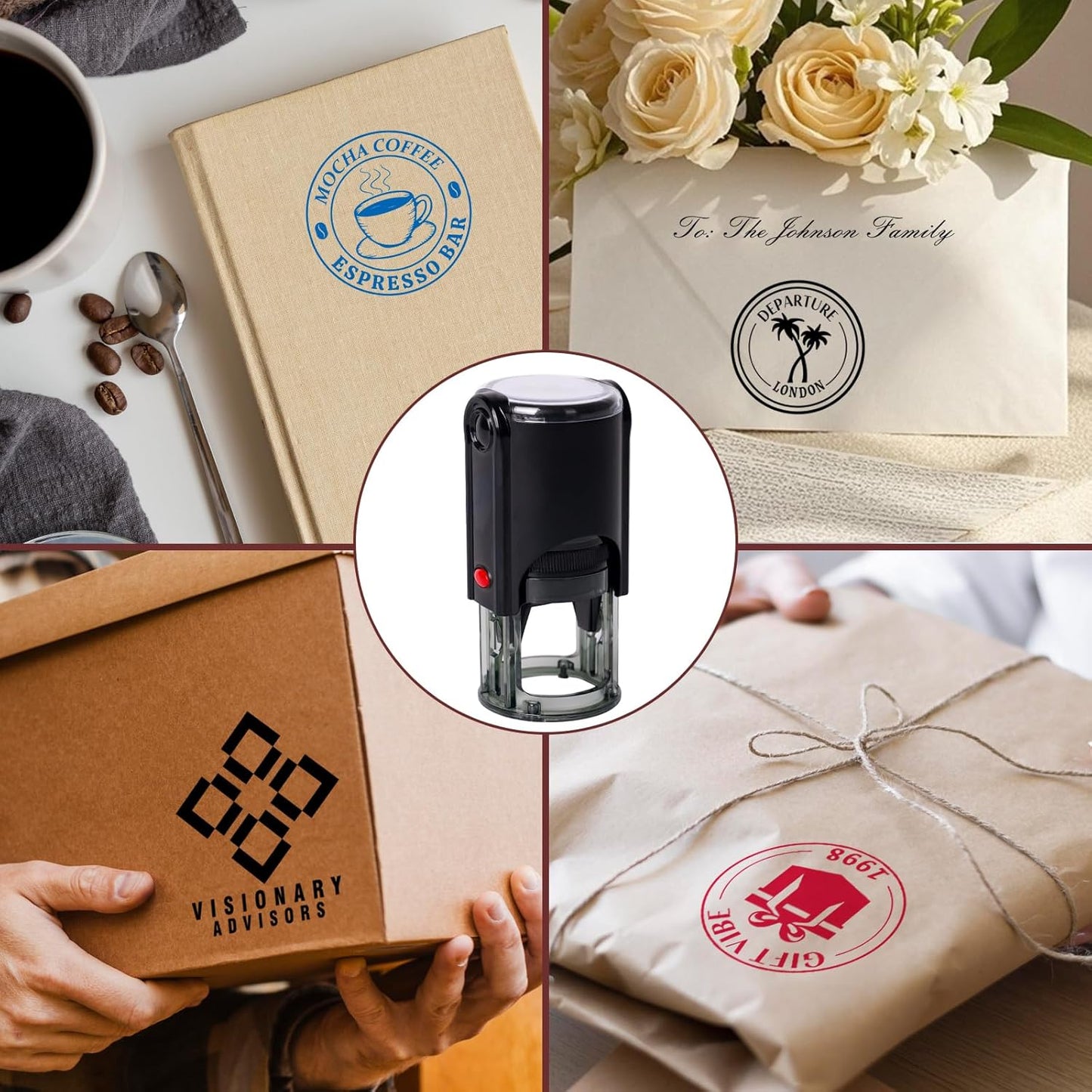 Skiennix Custom Logo Stamps - Personalized Self-Inking Business Logo Stamp | 4 Sizes, 5 Ink Colors
