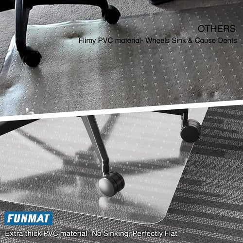 FUNMAT Chair Mat for Carpet, 46" x 60" Desk Chair Mat for Carpeted Floors, Non-Slip Office Vinyl Mat for Carpet with Studded, Easy Glide Heavy Duty Floor Protector Mat for Home Office, Clear