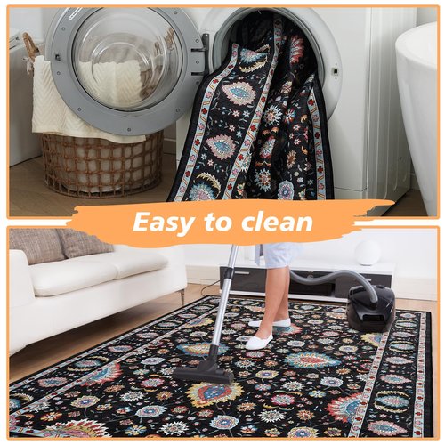 60"x84"Office Chair Mat for Hardwood Floor,Rolling Computer Chair Mat for Tile Floor,Under Desk Chair Floor Protector,Floral Office Rug,Anti Slip Low Pile Carpet