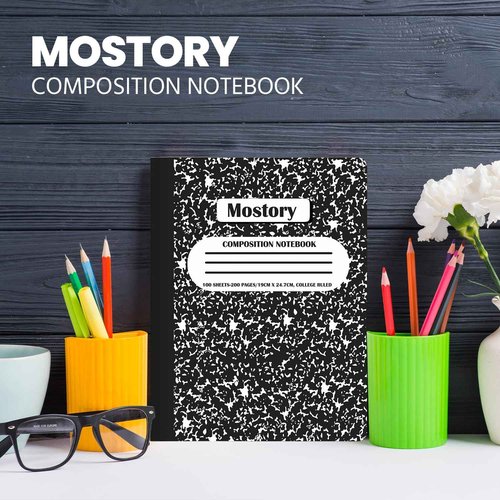 MOSTORY Pack 50 Bulk Composition Notebook - College Ruled 200 Pages (100 Sheets), Size 7.5" x 9.75", Bulk School Supplies, Office, Bulk Notebooks for School, Writing Journal Notebook with Lined Paper