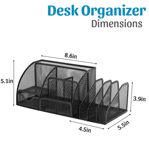 SANWICH Mesh Desk Organizer Set Office Accessories Desk Organization with multiple Compartments For Desktop Organizer,Mesh Pen Holder and Organizer (Black)