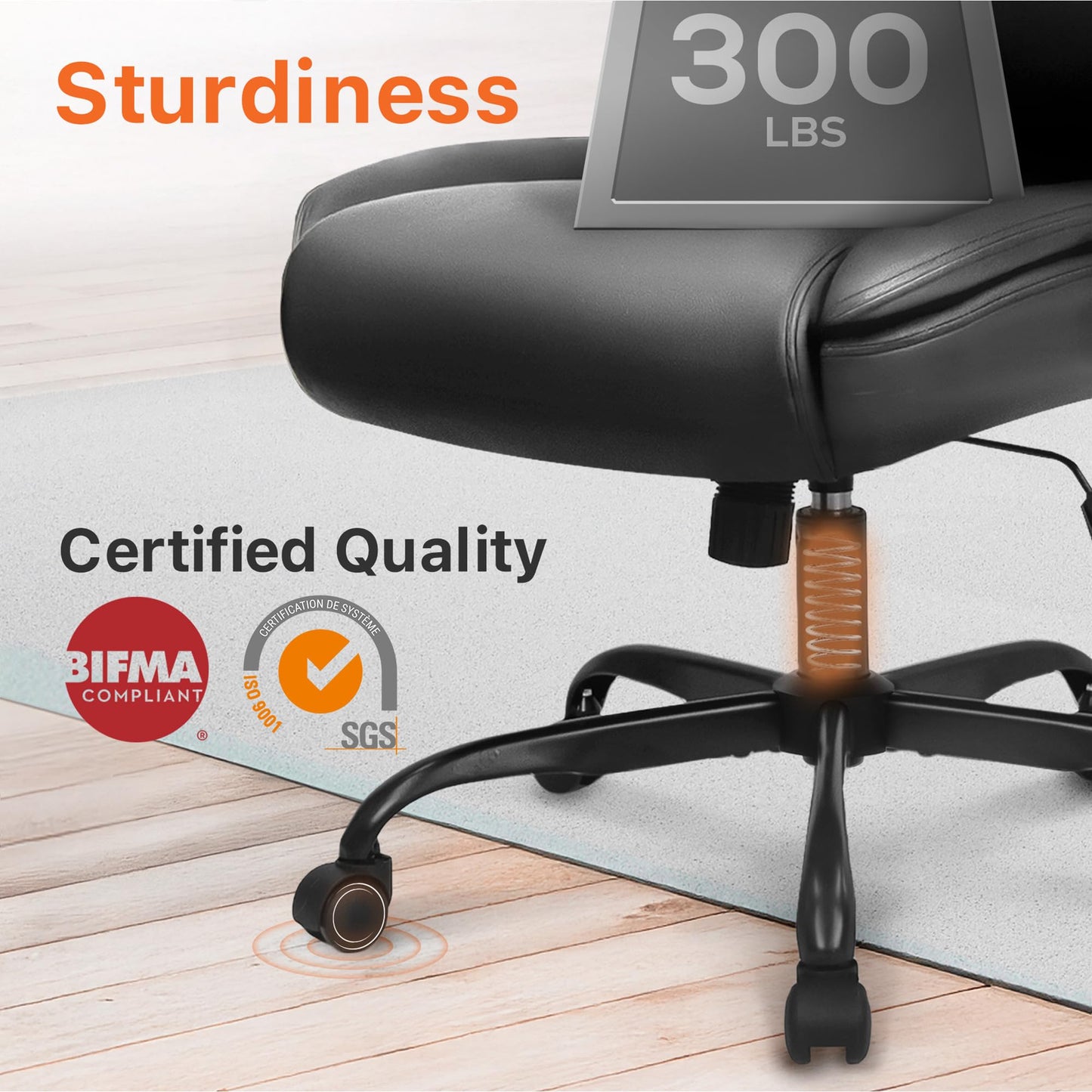NEO Chair Ergonomic Office Chair PU Leather Executive Chair Padded Flip Up Armrest Computer Chair Adjustable Height High Back Lumbar Support Wheels Swivel for Gaming Desk Chair