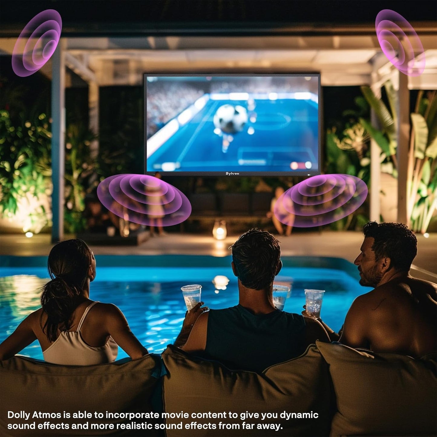 SYLVOX 75” Outdoor Smart TV - Superior Waterproof Performance & Anti-Glare Matte Finish | Dolby Atmos, 1000 Nits