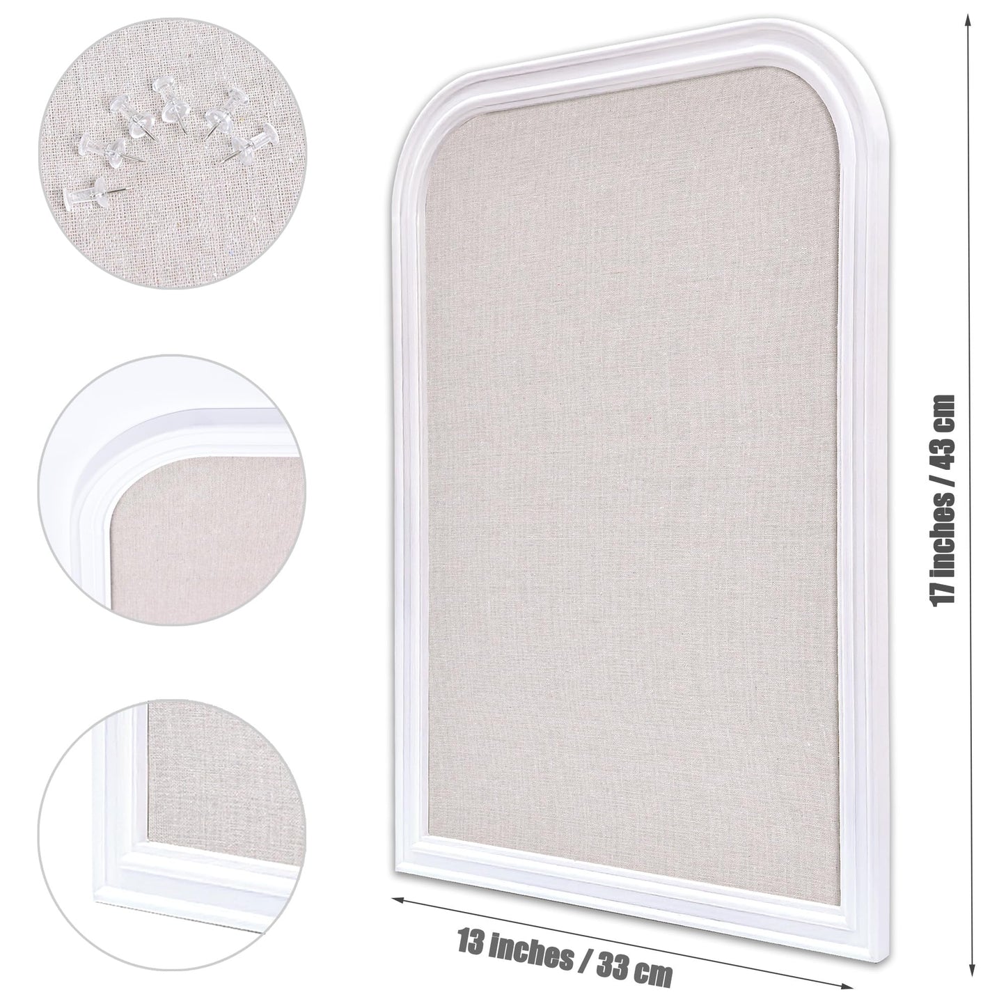 Wall Mounted Picture Board with Linen and White Frame, 23.6"x17.7" SHASHIDI Bulletin Board Ideal for Office Decor, School Use, Photo Display, and Reminders