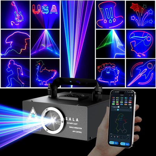 DJ Laser Light with App Control, 3D Animation Laser Projector for Party, Supports Custom Drawings, Text Playback, Personalized Programming, Sound Activated Laser Machine for Stage, Disco, KTV, Bar