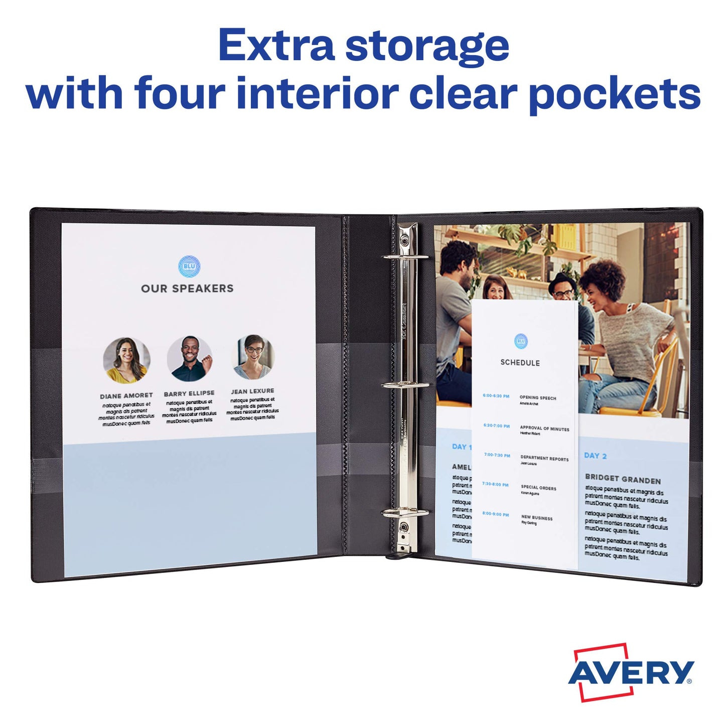 Avery Heavy-Duty View 3 Ring Binder, 1 Inch One Touch Slant Rings, 250-Sheet Capacity, DuraHinge, 1.4 Inch Wide Spine, Customizable Clear Cover and Spine, 1 Orchid Purple Binder (79272)