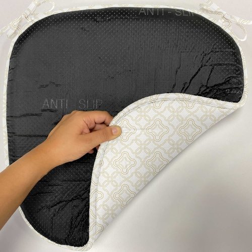 Ambesonne Ivory Chair Seating Cushion Set of 6, Geometric Shabby Form Motif with Classic Effect Rococo Style Oriental Design, Anti-Slip Seat Padding for Kitchen & Patio, 16"x16", Cream Tan