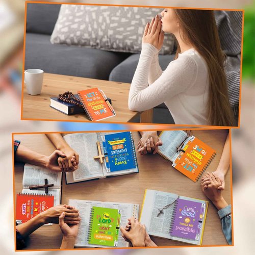 60 Pcs Bulk Christian Gifts for Kids Bible Verse Spiral Notebooks Christian Ballpoint Pen Prayer Journal Inspirational Notepads Tracts Religious Party Favor for Kids Women Church Office