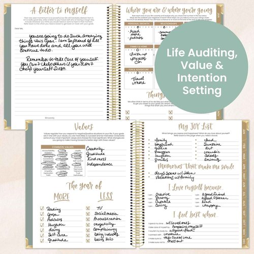 bloom daily planners 2026 Hardcover Calendar Year Goal & Vision Planner (January to December) - Monthly & Weekly Agenda Organizer - 7.5" x 9" - Green Linen