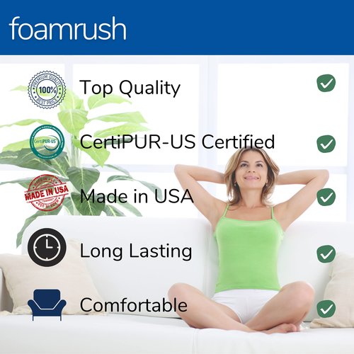 FoamRush 5" x 23" x 26" Gel Memory Foam Bench Cushion Replacement Medium Firm (Upholstery Foam, Rubber Padding, Seat Replacement, Upholstery Sheet, Couch, Sofa Cushion, Mattress) Made in USA